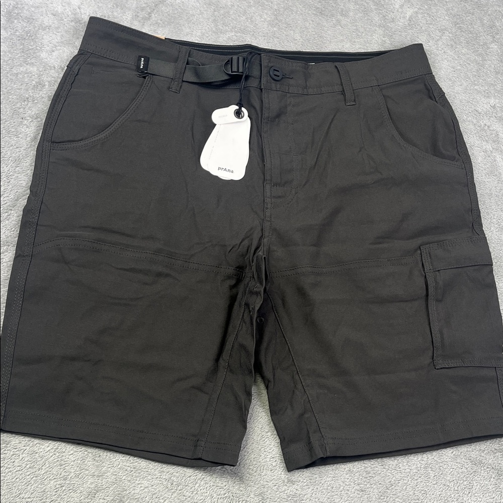 NEW Prana 34/10 Men's Stretch Hybrid Zion II Charcoal Gray Cargo‎ Shorts